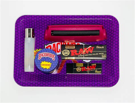 Backwoods Rolling Tray And Grinder Set Stoner Kit Joint Roller Etsy