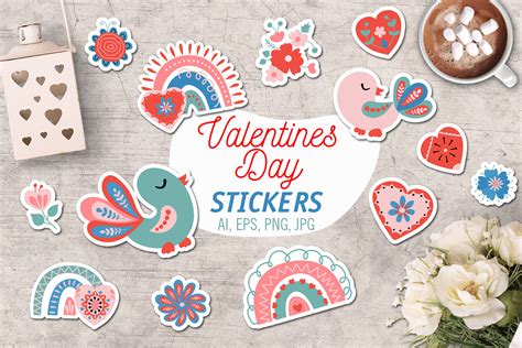 Valentines Day Stickers Graphic By Helgakov · Creative Fabrica