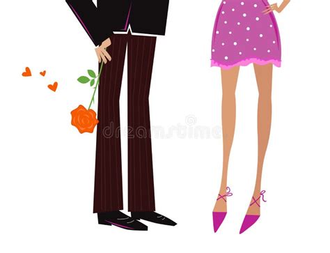 Man Giving Woman Romantic T Red Rose Stock Vector Illustration