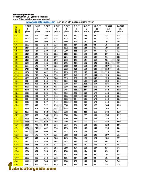 Degree Elbow Miter Bend With Pdf Chart