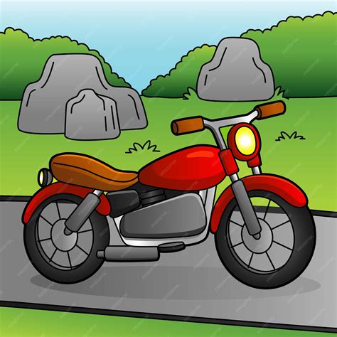 Ilustración de vehículo de color de dibujos animados de motocicleta