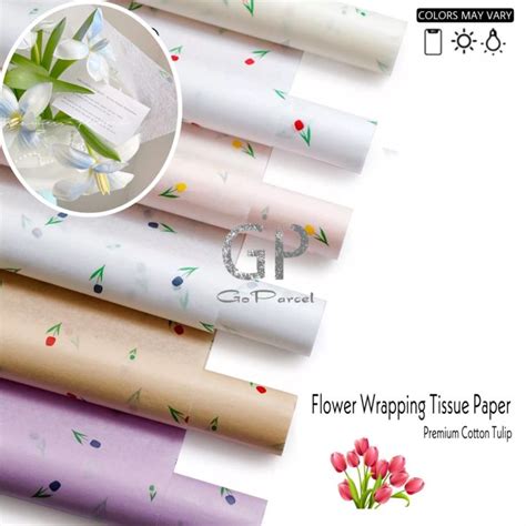 5 Lembar PREMIUM COTTON TULIP FLOWER WRAPPING TISSUE PAPER KERTAS