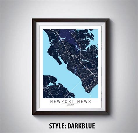 Map of Newport News VA Newport News Map Newport News - Etsy | Newport, Oakland map, Newport news