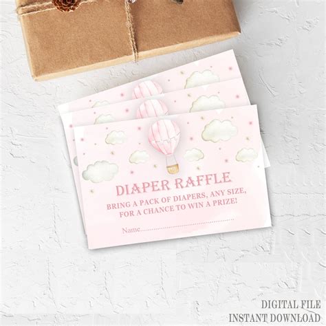 Hot Air Balloon Diaper Raffle Tickets Diaper Raffle Insert Etsy