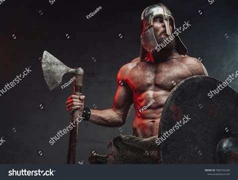 Muscular Bearded Nord Fighter Naked Torso Stock Photo 1860755239 Shutterstock