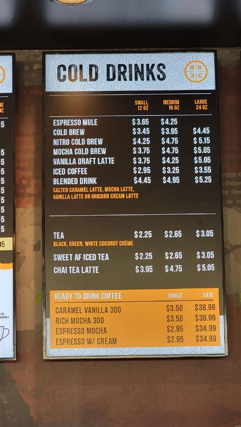 Menu At Black Rifle Coffee Company Plano