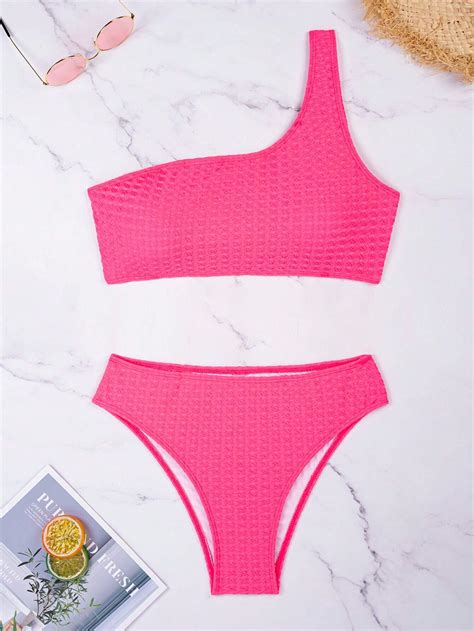 SHEIN Swim Vcay Women Solid Color Simple Style Swimsuit Beachwear Matched With Bra And Bikini