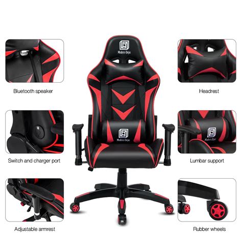 Computer Gaming Chair Bluetooth Speakers Ergonomic Office Chairs Swive ...