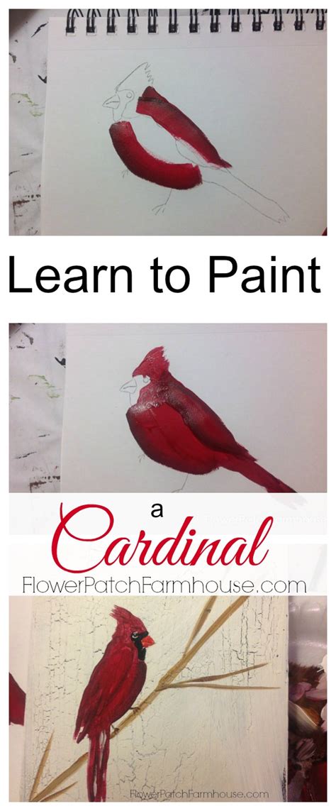 How To Paint A Cardinal Bird Flower Patch Farmhouse