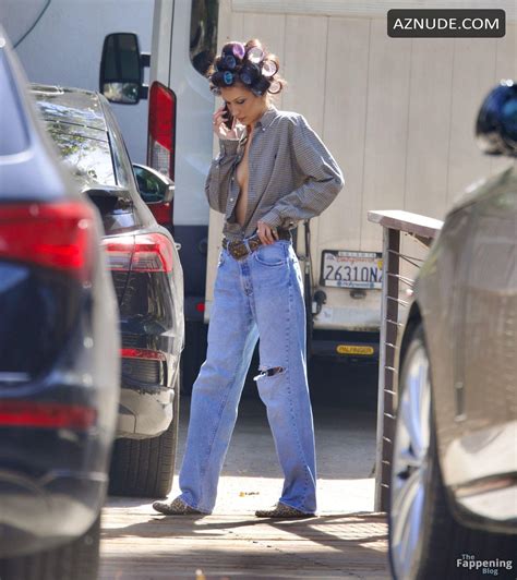 Bella Hadid Sexy And Braless Spotted Flashing Her Hot Cleavage On A Set Of Photoshoot In Beverly