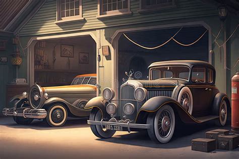 A Garage With Vintage Cars And A Classic Car Show Reminiscent Of The