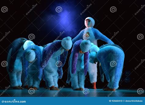 Children In A Suit Of Penguins Dance On A Stage Children S Danc