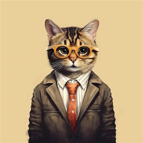 Gato Con Traje De Humano Foto Premium