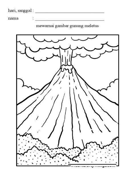 Mewarnai Gambar Gunung Meletus Pdf