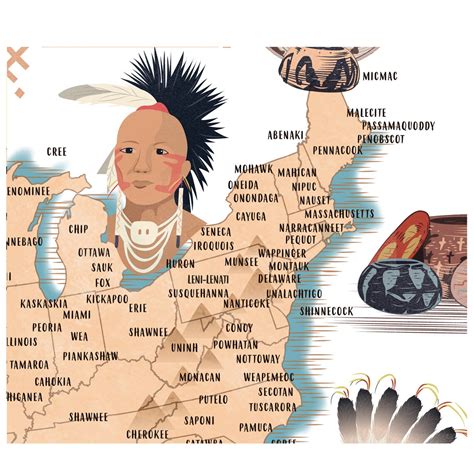 Native American Indian Tribes Map USA Decor Wall Art Aboriginals ...