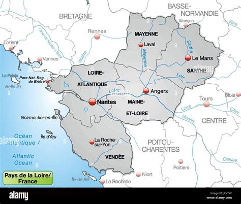 map  pays de la loire  borders  gray stock vector image art