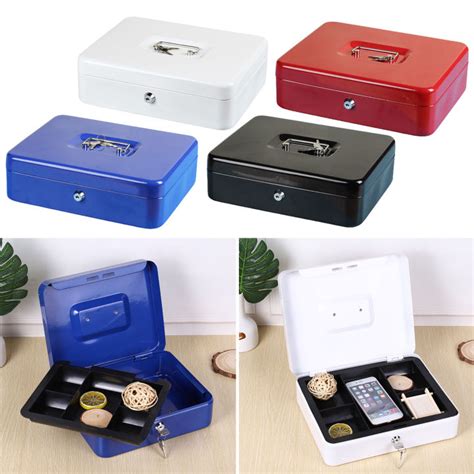 Metal Money Box Cash Drawer With Compartments Secure Fireproof Cash