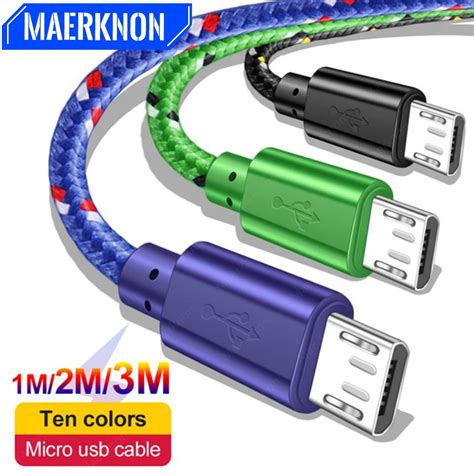 Кабель Micro USB 2,4 А USB для быстрой зарядки, нейлоновый плетеный ...