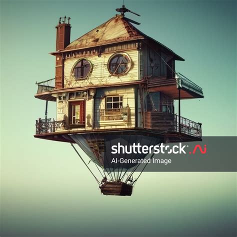 Photograph Flying House Hot Air Balloon AI Generated Image 2370606785 Shutterstock