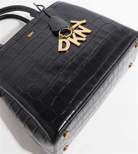 Buy Dkny PAIGE Croc Textured Satchel Bag In Black 6thStreet Qatar