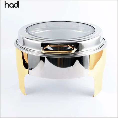 Hot Pot Buffet Stove Hotel Supply Liter Golden And Silver Stainless Steel Commercial Buffet