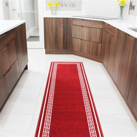 £995 Gbp Modern Red Non Slip Rubber Backing Runner Tile Floor Rug