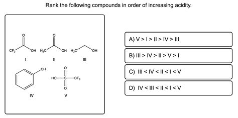 Solved Rank The Following Compounds In Order Of Increasing