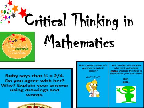 Critical Thinking In Mathematics Ks Teaching Resources