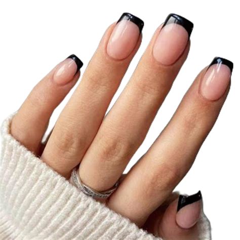 Square Press On Nails Short Nude Press On Nails French Fake Nails Full Cover For Women 24PCS Y