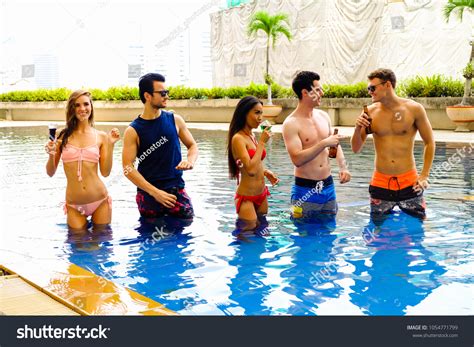 Portrait Sexy Bikini Pool Party Enjoy Stock Photo 1054771799 Shutterstock