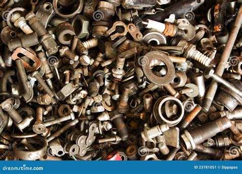 Nuts, Washers, Bolts of Various Sizes and Shapes Stock Image - Image of ...