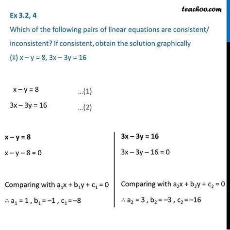 For Linear Equations X Y X Y Check If Consistent