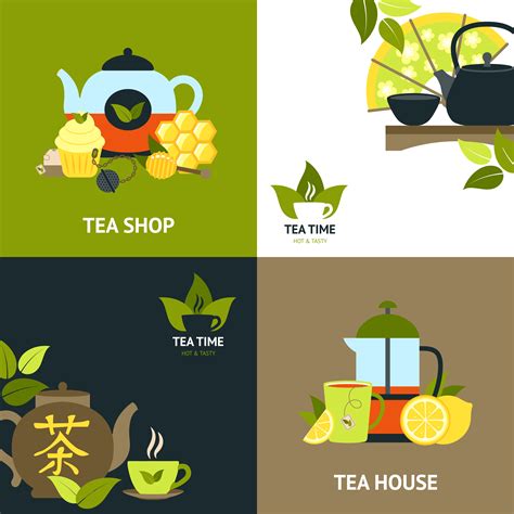 tea design concept set  vector art  vecteezy