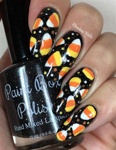 Ehmkay Nails Halloween Nail Art Candy Corn Nail Art With Dots