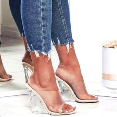 My Poshtique Shoes New Transparent Clear Nude Peep Toe Wedges Poshmark