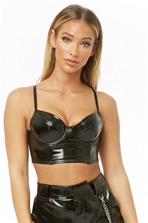 Faux Leather Bustier Bra Leather Bustier Leather Dress Women Leather Bra