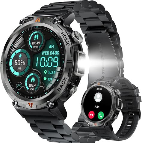 Reloj Inteligente Militar Para Hombre Con Linterna Led Pulgadas