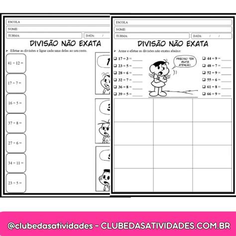 Divisão Não Exata 4 Ano - Atividades de Divião não exata para trabalhar com os alunos # ...