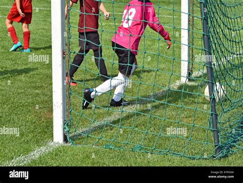 Goal at the kid soccer match Stock Photo - Alamy