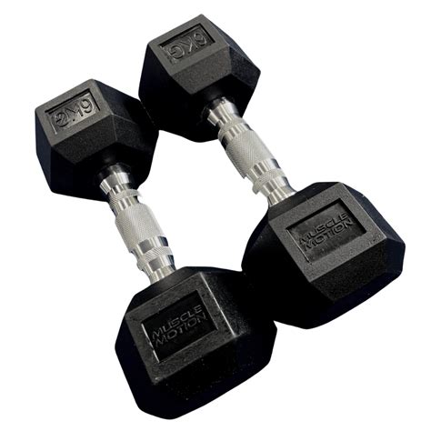 muscle motion rubber hex dumbbell set   tier rack kg kg