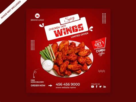 Premium Vector Vector Fresh Fried Chicken Wings Menu Promotion Social