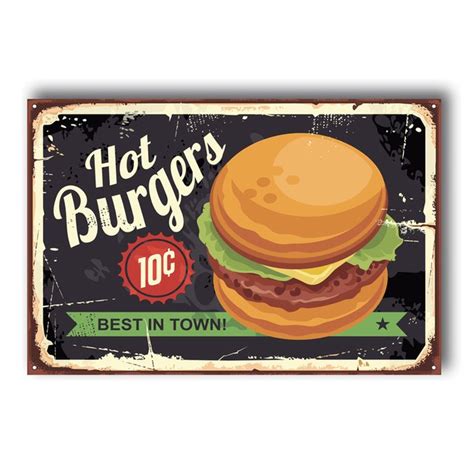 Placa Hot Burgers Comprar Em Art Print Decora Es