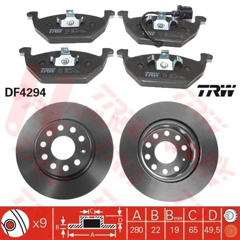 Tarcze Klocki Hamulcowe Trw Vw Golf V Seat Altea Leon Octavia Ii