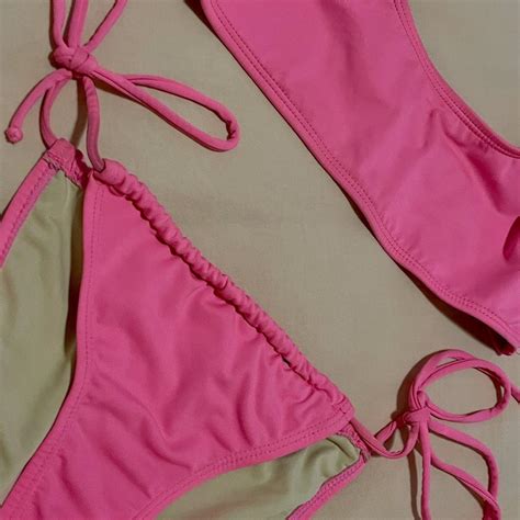 Pink Bikini Adjustable Straps Thriftfinds Depop