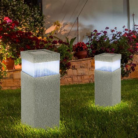 LED Solar Leuchte Außen Garten Strahler Beet Steck Lampe Erdspieß Stein