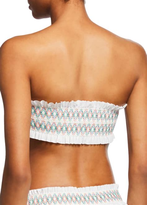 Tory Burch Costa Smocked Bandeau Bikini Top And Matching Items