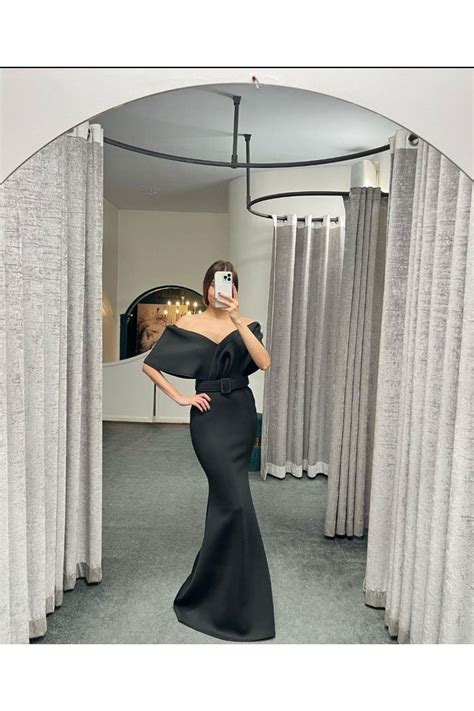 Secret Passion Lingerie Likralı Scuba Kumaş Uzun Elbise Balık Kesim Kemerli Abiye Ve Mezuniyet