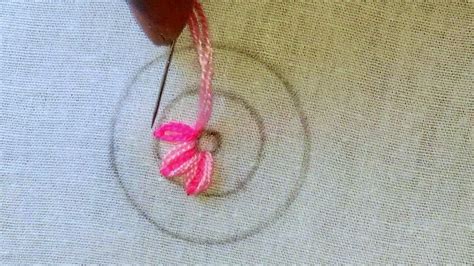 Hand Embroidery Circle Flower With Beadsscroll Stitch Circle Flower