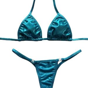 Micro String Bikini Set Triangle Adjustable Top G String Brazilian Bottoms Extra Small Sexy