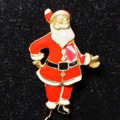 Vintage Enamel Santa Christmas Pin Brooch EBay